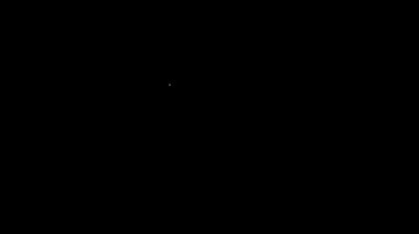 Beyaz çizgi televizyon haber simgesi siyah arkaplanda izole edildi. Televizyon haberleri. 4K Video hareketli grafik canlandırması.