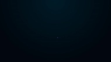 Parlayan neon hattı mikrofon simgesi siyah arkaplanda izole edildi. Radyodaki mikrofondan. Sözcü işareti. 4K Video hareketli grafik canlandırması.