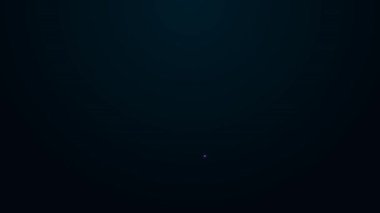 Ev kutusunun şarj istasyonunda parlayan neon hatlı elektrikli araba parkı siyah arka planda izole edilmiş. 4K Video hareketli grafik canlandırması.