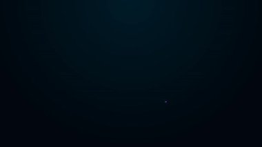 Parlayan neon hattı elektrik kamyonu simgesi siyah arkaplanda izole edildi. 4K Video hareketli grafik canlandırması.
