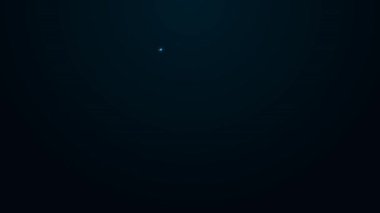 Parlak neon hattı elektrikli araba ve elektrik kablosu şarj ikonu siyah arka planda izole edildi. Yenilenebilir ekolojik teknolojiler. 4K Video hareketli grafik canlandırması.