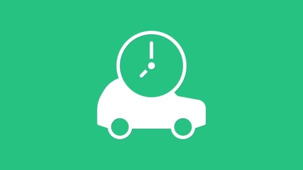 Weißes Ladesymbol Für Elektroautos Und Elektrokabel Isoliert Auf Grünem Hintergrund — Stockvideo