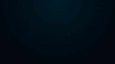 Parlak neon hattı elektrikli araba ve elektrik kablosu şarj ikonu siyah arka planda izole edildi. Yenilenebilir ekolojik teknolojiler. 4K Video hareketli grafik canlandırması.