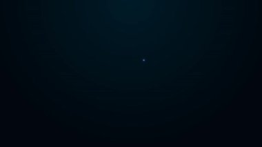 Parlayan neon hattı Eco doğa yaprağı ve batarya ikonu siyah arkaplanda izole edildi. Enerji, ekoloji tasarruf kavramına dayanır. 4K Video hareketli grafik canlandırması.