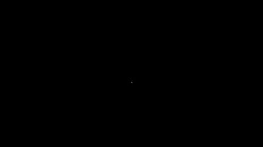 Beyaz çizgi Batarya şarj seviyesi göstergesi simgesi siyah arkaplanda izole edildi. 4K Video hareketli grafik canlandırması.