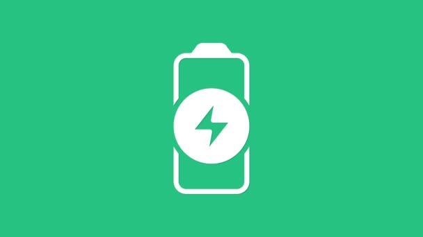 Icône Indicateur Niveau Charge Batterie Blanche Isolée Sur Fond Vert — Video