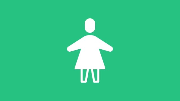 Ícone Feminino Branco Isolado Fundo Verde Símbolo Vénus Símbolo Organismo — Vídeo de Stock