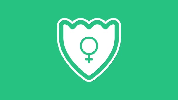 Escudo Gênero Branco Ícone Feminino Isolado Fundo Verde Animação Gráfica — Vídeo de Stock