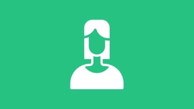 Yeşil arkaplanda beyaz kadın simgesi izole edildi. Venüs sembolü. Bir kadın ya da organizmanın sembolü. 4K Video hareketli grafik canlandırması.