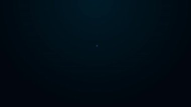 Parlayan neon hattı siyah arka planda izole edilmiş kadın simgesi için çalışıyor. İş kadını işi. 4K Video hareketli grafik canlandırması.