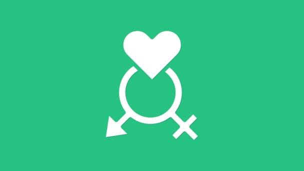 Λευκό Εικονίδιο Φύλου Απομονωμένο Πράσινο Φόντο Σύμβολα Ανδρών Και Γυναικών — Αρχείο Βίντεο