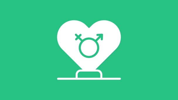 Icono Género Blanco Aislado Sobre Fondo Verde Símbolos Hombres Mujeres — Vídeo de stock