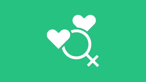 Icono Símbolo Género Femenino Blanco Aislado Sobre Fondo Verde Símbolo — Vídeos de Stock