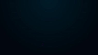 Parlak neon çizgisi, siyah arkaplanda traş fırçası simgesi izole. Berber dükkanı sembolü. 4K Video hareketli grafik canlandırması.