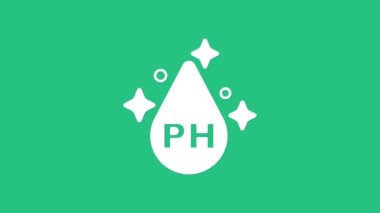 Saç bakımı ikonu için beyaz organik yağ yeşil arka planda izole edilmiş. Saç yağı uzuyor. 4K Video hareketli grafik canlandırması.