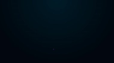 Parlak neon çizgili bıyık ve sakal simgesi siyah arkaplanda izole edilmiş. Berber dükkanı sembolü. Yüz kılı stili. 4K Video hareketli grafik canlandırması.