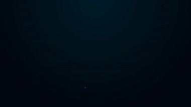 Parlak neon çizgili bıyık ve sakal simgesi siyah arkaplanda izole edilmiş. Berber dükkanı sembolü. Yüz kılı stili. 4K Video hareketli grafik canlandırması.