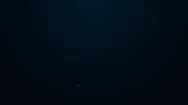 Parlak neon çizgili bıyık ve sakal simgesi siyah arkaplanda izole edilmiş. Berber dükkanı sembolü. Yüz kılı stili. 4K Video hareketli grafik canlandırması.