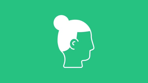Bílý Účes Pro Muže Ikona Izolované Zeleném Pozadí Grafická Animace — Stock video