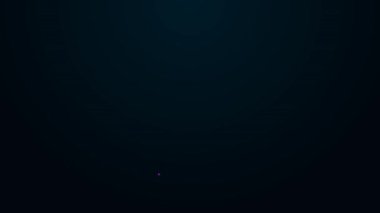 Siyah arka planda izole edilmiş erkek ikonu için parlak neon çizgisi saç stili. 4K Video hareketli grafik canlandırması.