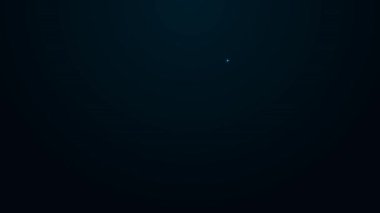 Parlak neon çizgisi, traş makinesi simgesi siyah arkaplanda izole edilmiş. 4K Video hareketli grafik canlandırması.