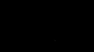Beyaz çizgi makas kuaför simgesi siyah arkaplanda izole edilmiş. Kuaför, moda salonu ve berber tabelası. Berber dükkanı sembolü. 4K Video hareketli grafik canlandırması.