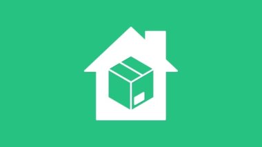 Beyaz Ev Servis simgesi yeşil arka planda izole edildi. 4K Video hareketli grafik canlandırması.