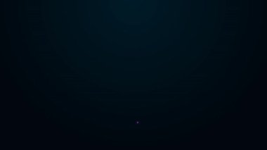 Parlayan neon çizgili el arabası ve siyah arka planda izole edilmiş kutular. Dolly sembolü. 4K Video hareketli grafik canlandırması.