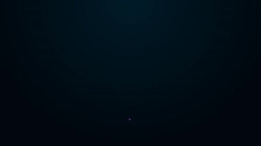 Parlayan neon hattı. Siyah zemin üzerinde kalkan simgesi olan teslimat güvenliği. Teslimat sigortası. Kalkanın ötesinde sigorta kutuları var. 4K Video hareketli grafik canlandırması.