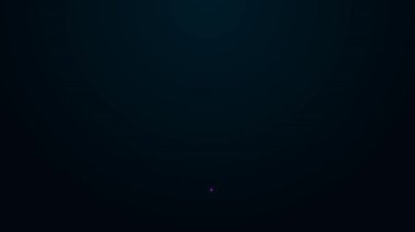 Parlayan neon hattı. Siyah zemin üzerinde kalkan simgesi olan teslimat güvenliği. Teslimat sigortası. Kalkanın ötesinde sigorta kutuları var. 4K Video hareketli grafik canlandırması.