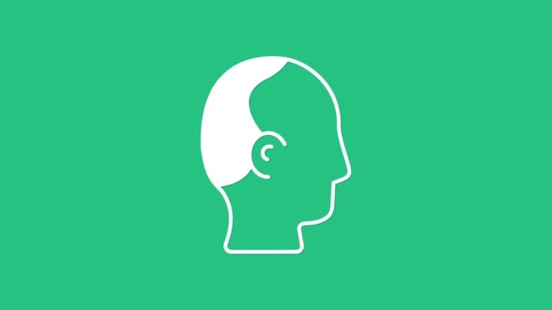 Icono Calvicie Blanca Aislado Sobre Fondo Verde Alopecia Animación Gráfica — Vídeo de stock