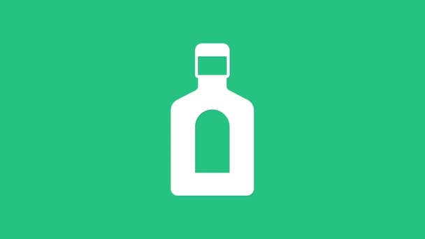 Vit Flaska Schampo Ikon Isolerad Grön Bakgrund Video Motion Grafisk — Stockvideo