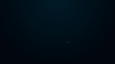 Parlak neon çizgili karton kutu ve hızlı dağıtım simgesi siyah arkaplanda izole edildi. Kutu, paket, paket işareti. Teslimat ve ambalaj. 4K Video hareketli grafik canlandırması.