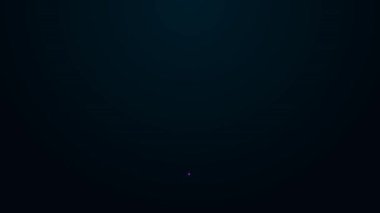 Parlayan neon çizgi karton kutu simgesi siyah arkaplanda izole edildi. Kutu, paket, paket işareti. Teslimat ve ambalaj. 4K Video hareketli grafik canlandırması.