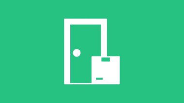 Beyaz Ev Servis simgesi yeşil arka planda izole edildi. 4K Video hareketli grafik canlandırması.