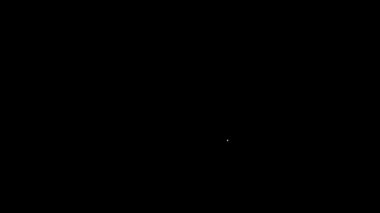 Beyaz çizgi karton kutu ve siyah arkaplanda izole edilmiş simgeyi sil. Kutu, paket, paket işareti. Teslimat ve ambalaj. 4K Video hareketli grafik canlandırması.