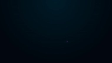 Parlak neon çizgisi karton kutu ve siyah arkaplanda izole edilmiş simgeyi sil. Kutu, paket, paket işareti. Teslimat ve ambalaj. 4K Video hareketli grafik canlandırması.