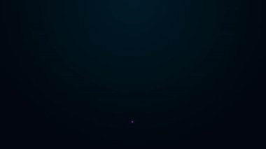 Parlayan neon hattı Unboks simgesi siyah arkaplanda izole edildi. 4K Video hareketli grafik canlandırması.