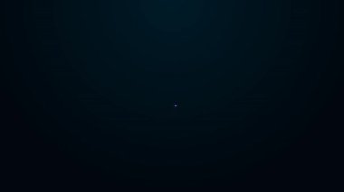Siyah arkaplanda izole edilmiş karton kutu simgesiyle parlayan neon çizgi konumu. Teslimat hizmetleri, lojistik ve ulaşım, dağıtım. 4K Video hareketli grafik canlandırması.