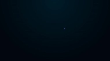 Parlayan neon hattı dünya çapında nakliye ve karton kutu simgesi siyah arkaplanda izole edildi. 4K Video hareketli grafik canlandırması.