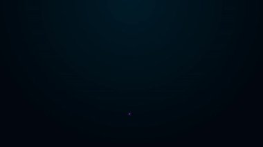 Parlayan neon çizgi karton kutu simgesi siyah arkaplanda izole edildi. Kutu, paket, paket işareti. Teslimat ve ambalaj. 4K Video hareketli grafik canlandırması.