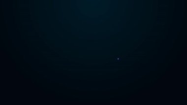 Siyah arkaplanda izole edilmiş karton kutu simgesiyle parlayan neon çizgi konumu. Teslimat hizmetleri, lojistik ve ulaşım, dağıtım. 4K Video hareketli grafik canlandırması.