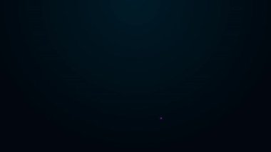 Siyah arkaplanda izole edilmiş karton kutu simgesiyle parlayan neon çizgi konumu. Teslimat hizmetleri, lojistik ve ulaşım, dağıtım. 4K Video hareketli grafik canlandırması.
