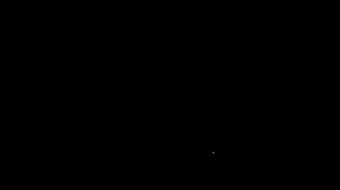 Beyaz çizgi Arama paket simgesi siyah arkaplanda izole edildi. Paket izleme sembolü. Büyüteç ve karton kutu. Lojistik ve teslimat. 4K Video hareketli grafik canlandırması.