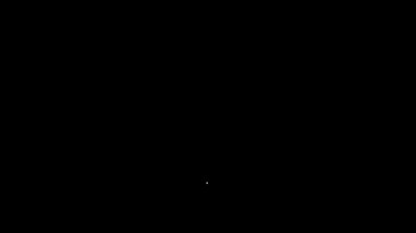 Beyaz çizgi Unboks simgesi siyah arkaplanda izole edildi. 4K Video hareketli grafik canlandırması.