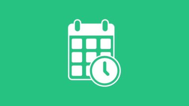 Beyaz karton kutu ve hızlı teslimat ikonu yeşil arka planda izole edildi. Kutu, paket, paket işareti. Teslimat ve ambalaj. 4K Video hareketli grafik canlandırması.