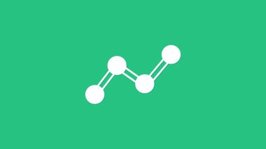 Beyaz Grafik, çizelge, grafik, diyagram, bilgi grafiği, turta grafik simgesi yeşil arkaplanda izole. 4K Video hareketli grafik canlandırması.