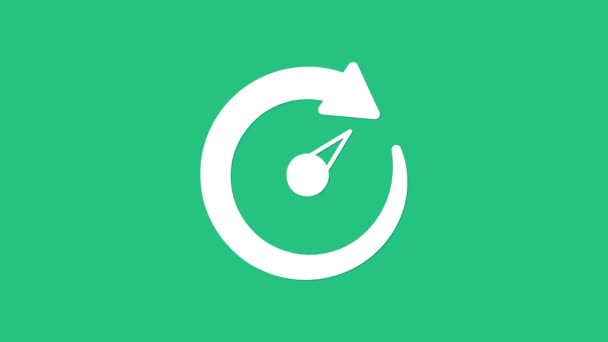 Icono Del Medidor Velocidad Digital Blanco Aislado Sobre Fondo Verde — Vídeos de Stock
