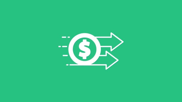 Білий Символ Фінансового Зростання Долар Монета Ізольована Зеленому Фоні Збільшення — стокове відео