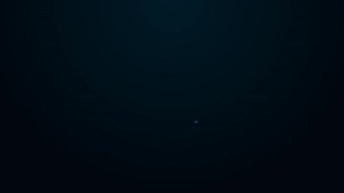 Parlayan neon hattı pasta grafiği bilgi simgesi siyah arkaplanda izole edildi. Diyagram çizelgesi. 4K Video hareketli grafik canlandırması.